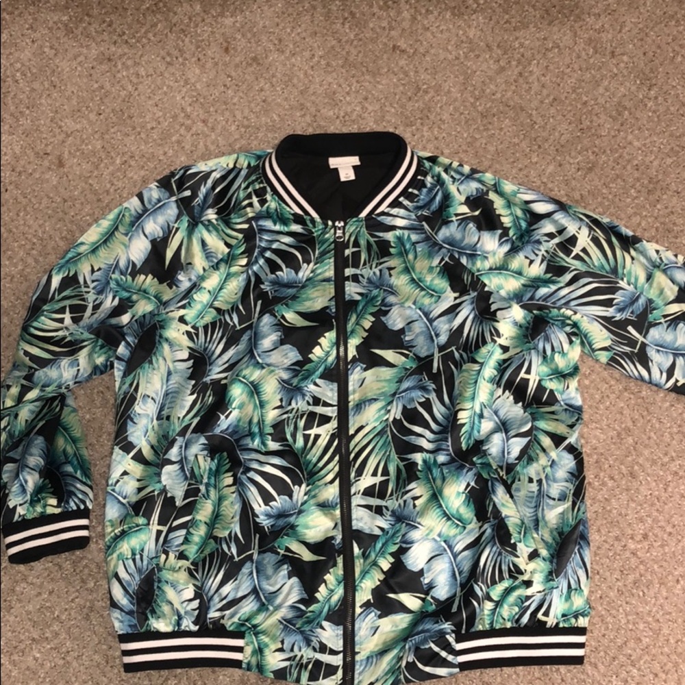 Palm tree design bomber jacket